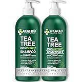 KESMEDIK Tea Tree Oil Shampoo and Conditioner MaxTherapy Set, Itchy Scalp Relief, Refreshes & Cleanses Dandruff & Buildup, Clarifying for Oily Hair, Women & Men, 16 fl oz Each
