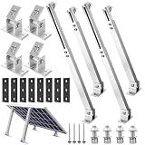 2 Set Adjustable Solar Panel Tilt Mount Bracket Aluminum Alloy Solar Panel Mounting Support up to 50 70 100 150 200 300 400 Watt Solar Panel for Flat Surface Roof RV Boat Off-Grid (Mount Only) Silver