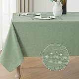Veblandy Rectangle Tablecloth Waterproof Linen Textured Table Cloth Stain and Wrinkle Resistant Washable, Decorative Fabric Table Cover for Dining, Party and Camping (Sage Green, 52 * 70)