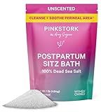 Pink Stork Postpartum Sitz Bath Soak: Dead Sea Salt for Perineal Care & Cleansing, Postpartum Recovery, Labor and Delivery Essentials, Women-Owned, Unscented, 16 oz