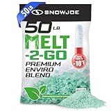 Snow Joe Premium Enviro Blend Ice Melt, Green-Coated Deicer Crystals, 50 lb - Safer Melter for Vegetation, Concrete & Metals w/ Anti-Corrosion Calcium Magnesium Acetate, MELT50EB