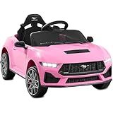 Best Choice Products Kids 12V Electric Ride On Car Officially Licensed Ford Mustang w/Parent Control, LED Lights, 2 Speeds, Bluetooth - Pink
