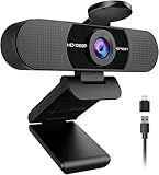 EMEET 1080P Webcam with Microphone, C960 Web Cam, 2 Mics, 90° FOV, USB Type-A & A-to-C Adapter, Plug&Play Computer Camera for Online Calling, Zoom/Teams/Facetime, Switch 2 Camera Support, 2025 Version
