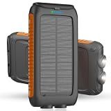 Solar Charger Power Bank 49800mAh, Portable Solar Phone Charger with 2 USB-A & USB-C Ports, 15W Fast Charging for iPhone, Samsung and More, Dual Flashlights for Camping, Travel & Emergency Backup