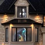 Halloween Holographic Rear Projector Screen 50" x 89" Hologram Window Movie Screen Rear Projector Portable Anti Crease Indoor Projection Double Sided Video for Projecting Halloween Christmas Videos
