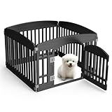 SMUG Dog Playpen 4-Panel 24" | Safe & Secure Indoor/Outdoor Pet Fence | Folding & Portable |35 x 35 x 24IN, Ideal for Small to Medium Dogs | Easy to Clean （Black）