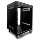 AxcessAbles 12U AV Equipment Rack | 19-Inch Steel Open Frame Home Studio Rack with 3” Caster Wheels | Universal Case for Studio, Server, Network Gear | 550lb Capacity | Screws, Spacer, Tool Included