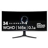 Alienware AW3423DWF Curved QD-OLED Gaming Monitor - 34-inch Quantum Dot OLED 0.1Ms 165Hz 21:9 Curved Display, 99.3% DCI-P3 Color Gamut, VESA DisplayHDR True Black 400, AMD FreeSync Premium Pro - Black