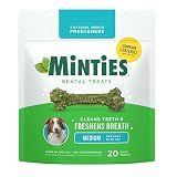 Minties Mint Dental Chews for Dogs, Medium 25-50 lbs, 20 Ct