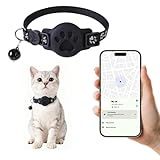 YeQIENGC GPS Cat Collar with Bluetooth Tracker Holder - Breakaway Adjustable (7.5-12.6") for Small Cats for iOS (Findmy App) | No Monthly Fee | Waterproof Lightweight Reflective Pet Tracker