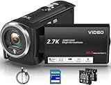 Muitune Camcorder Video Camera QHD 2.7K 56MP 16X Digital Zoom Vlogging Camera with LED Fill Light for YouTube, 2.8 Inch 270 Degree Rotation LCD Screen Camcorder with 32GB SD Card and Two Batteries