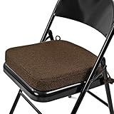 SINOSSO Thickened 2" Memory Foam Folding Chair Cushion 1 Pcs, Square Kitchen Chair Pad with Ties, Indoor Non-Slip Dining Chair Seat Cushion (1 Pcs, Dark Brown)