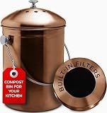 Epica Kitchen Compost Bin for Kitchen Countertops, 1.3 Galllon - Copper
