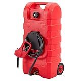 15 Gallon Gas Can, Portable Fuel Tank With Pump, Fuel Transfer Tank, Portable Gasoline Tank On Wheels With Le Fluid Transfer Siphon Pump and 10-Inch Hose for Cars, Boats, Lawnmowers, ATVs