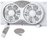 shinic Window Fan with Reversible Airflow Quiet, Twin 9" Blades, Full Remote Control, 3 Functions-3 Speeds, Bathroom Kitchen Window Exhaust Fan, Width Adjustable (From 23.5" to 37") ETL Certified