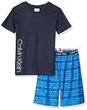 Calvin Klein | Boys 2 Piece Sleepwear Top and Bottom Pajama Set | Black/Ck Victoria Iris Logo | Large