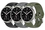 UPZOBU 20mm Watch Band for Amazfit Active 2 Band, Quick Release Silicone Sport Watch Strap (3 Pack, Black/Space Gray/Army Green)