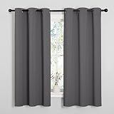 NICETOWN Grey Blackout Curtains for Bedroom 42" Wide x 63" Long 2 Panels