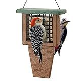 Kingsyard Recycled Plastic Suet Feeder, Tail Prop Suet Feeder for Outside Hanging, Sturdy & Durable, Great for Woodpecker & Clinging Birds, Green