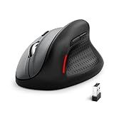 E-YOOSO Ergonomic Mouse, Wireless Vertical Mouse with 5 Adjustable DPI Levels, Up to 4800 DPI, Silent 6 Buttons 2.4GHz Optical Carpal Tunnel Ergo Mice for Laptop, PC, MacBook, Windows