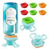 Luvan 2-Pack Bottle Emptying Cap Flip Dispenser Kit for Every Drop Universal Inverted No-Waste Caps for Shampoo Lotion Soap Ketchup Mustard Sauces Space-Saver for Kitchen Bathroom