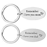 iWenSheng Parent Gifts for Anniversary Wedding Day from Daughter - Christmas Gifts for Parent, 2PCS Remember I Love You Mom Dad Keychain Set