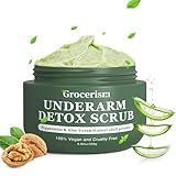 Armpit Detox Scrub & Underarm Exfoliator - Walnut Shell, Menthol & Aloe Vera Body Scrub for Odor, Deodorant Buildup, and Dark Spots - Moisturizing Formula for Sensitive Skin, Vegan 8.8 oz