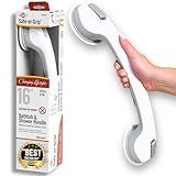 Safe-er-Grip Changing Lifestyles Suction Cup Grab Bars For Bathtubs & Showers; Safety Bathroom Assist Handle, White & Grey, 16 Inches