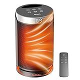Space Heater, WINHL Small Portable Electric Heaters for Indoor Use with Thermostat and Remote, 70°Oscillation, 12H Timer, 5 Modes, 1500W PTC Ceramic Fast Safety Heat for Office Bedroom Home