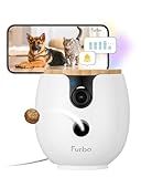 Furbo Mini 360° [New] 2K QHD Pet Camera - Unlock Smart Camera & Smart Features w/Paid Plan: Dog & Cat Safety Alerts, Rotating Treat Dispenser w/Speaker (Subscription Required, Low Risk 3mo Minimum)