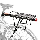 Rear Bike Rack, 110 lbs / 50KGS Bike Cargo Racks Frame Aluminum Alloy Universal Adjustable Cycling Equipment Stand Footstock Bicycle Luggage Carrier with Tools and Reflector for 26"-29" Frames