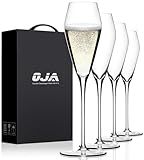 Champagne Flutes Glasses Set of 4, Hand Blown Crystal Wedding Flutes Glass, Ideal for Weddings, Anniversaries, Christmas, Special Days, 10.5 inch, 7.5 oz, Clear