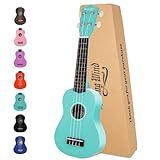 Strong Wind Soprano Ukulele 21 Inch Basswood Ukeleles for Beginners Four Strings Hawaiian Guitar Easter Ukulele for Adults Teenagers（Light Blue）