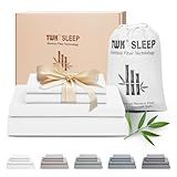 TWK Luxury Sheet Set, Genuine 100% Organic Viscose Derived from Bamboo, Cooling & Breathable, Silky Soft, Bedding Sheets & Pillowcases (White, Queen)