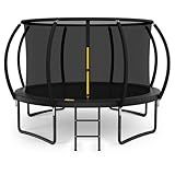 ARMY VANCA 12 FT Trampoline with Basketball Hoop Water Sprinkler Spiral Ground Stakes Trampolines Outdoor Yard for Adults Kids
