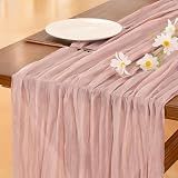 Pink Cheesecloth Table Runner Fall Boho Wedding Birthday Party Home Decor