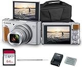 Canon PowerShot SX740 HS Digital Camera (Silver) – 20.3MP, 40x Optical Zoom, 4K UHD Video, Wi-Fi & Bluetooth, Compact Travel Point & Shoot (2956C001) + Shoulder Bag + 64GB Memory Card