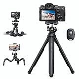 Lamicall Camera Tripod - Aluminium Tripod for iPhone with Wireless Remote, Mini Flexible iPhone Tripod Stand Cold Shoe Mount, 1/4 Screw for Video Recording Selfie for iPhone Samsung GoPro DSLR Camera
