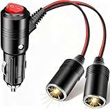 Car Cigarette Lighter Splitter, 12v Splitter Adapter for Car,Supports Fast Charging,1 to 2 Car Cigarette Lighter Splitter Power Charger Port, for 12/24 Volt Cars Vehicle,with on Off Switch