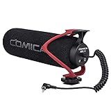 COMICA CVM-V30 LITE Video Microphone,Super-Cardioid Condenser On-Camera Shotgun Microphone for Canon Nikon Sony Panasonic DSLR Cameras,Mic for iPhone Android Smartphone with 3.5mm Jack(Red)