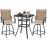 Devoko Patio Swivel Bar Set 3 Pieces