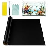 Black Aquarium Background, Static Cling Fish Tank Backdrop Wallpaper, Glue-Free, Reusable PVC Aquarium Décor Backgrounds, Easy to Install, Traceless Removal(17.5"x 78.7")