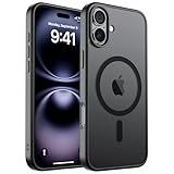 SUPFINE Magnetic for iPhone 16 Case (Compatible with MagSafe) (Military Grade Drop Protection) Translucent Matte Shockproof with Anti-Fingerprint Phone Cover,Black