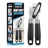 Can Opener Manual Heavy Duty Multifunctional with Magnet Lift [Ergonomic Curved Handle Grip] Stainless Steel, Arthritis-Friendly, Kitchen Tool for Seniors, Kitchen Essentials, Camping, Bottle Opener