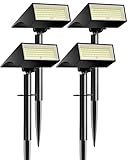 Koicaxy Solar Lights Outdoor Waterproof 4 Pack IP65, 100 LEDs 4 Light Modes, Higher Charging Efficiency, Auto On/Off Solar Landscape Spotlights for Garden Decor Yard Pathway Patio - Cool White