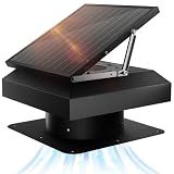 40W Solar Attic Fan with Thermostat, 12" Solar Roof Vent Fan, 2000 CFM, Cools up to 2500 Sq.Ft, Adjustable Wind Speed, Dual Power Auto-Switch for 24/7 Operation, MPPT Controller with 2 Modes, Adpater