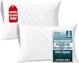Set of 2 Pillow Protectors with Zipper Queen Size, Pillow Covers