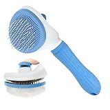 ManLinKei Dog Cat Shedding Brush, Self Cleaning Deshedding Tool for Undercoat, Grooming Rake for Long Short Hair Pets, Skin Friendly Fur Remover