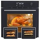 24 Inch Electric Wall Oven & Air Fry – 3000W Convection, 2.5 Cu. ft. Compact Size, Touch Control Digital Display, Multi-Function Cooking for Apartment, Shed, or Kitchen Remodel(NO Steam)