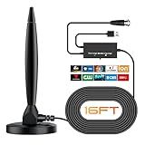 TV Antenna Indoor, 2026 Digital HD TV Antennas for Local Channels for Smart & Old TVs with Amplifier Signal Booster, Easy to Install, Long Range Reception, Supports 4K 1080p, 16ft Cable